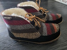 Minnetonka Women's Torrey Slipper Booties Black Multi Suede Knit Fur Lined Sz 7