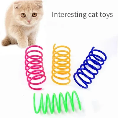 4-20x Cat Spring Toys Cat Colorful Durable Plastic Spring Coil Interactive