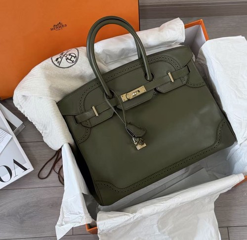 Auth Hermès Birkin35 Ghillies Vert Anglais 4L English Green Swift GHW