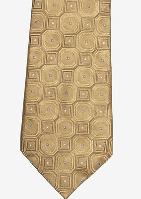 Bugatti 100% Silk men's Tie Metal Logo, Light Brown goldish jacquard  62x3 3/4''