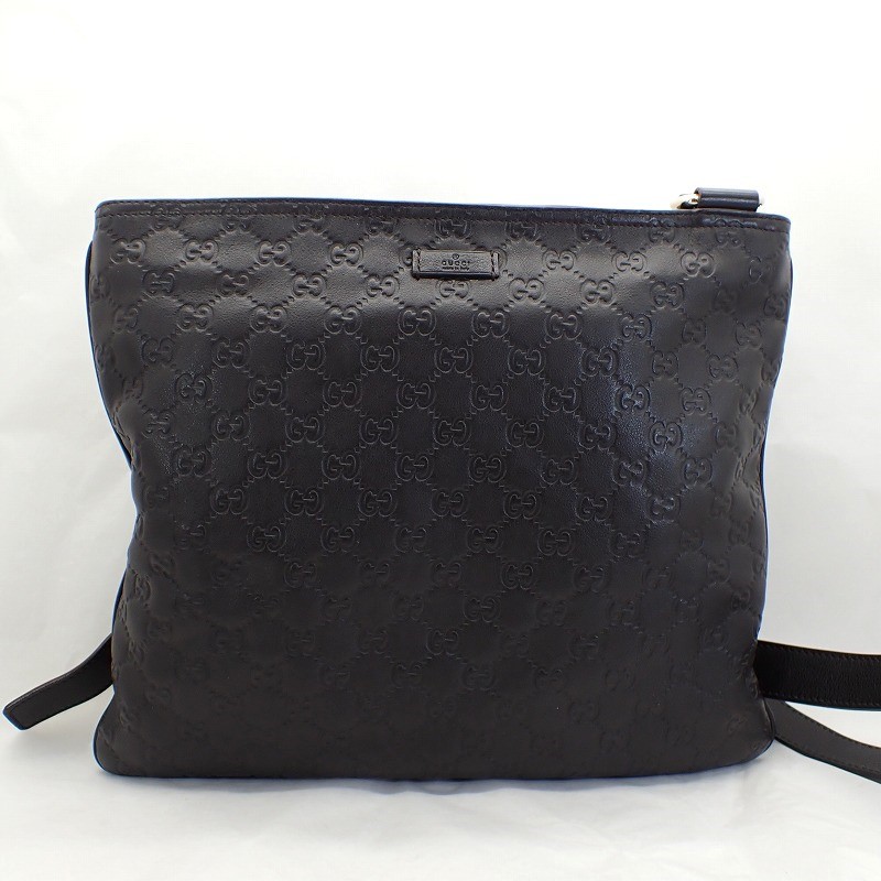 Gucci Shima Dark Brown Leather Shoulder Bag Pre-Owned 201446