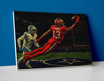 Mike Evans Poster or Canvas - Mike Evans Tampa Bay Buccaneers Wall Art Painting
