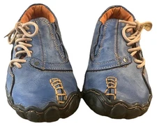 TMA Eyes Women’s Blue Leather Hand-Stiched Walking Shoes With A Five Clawed Sole