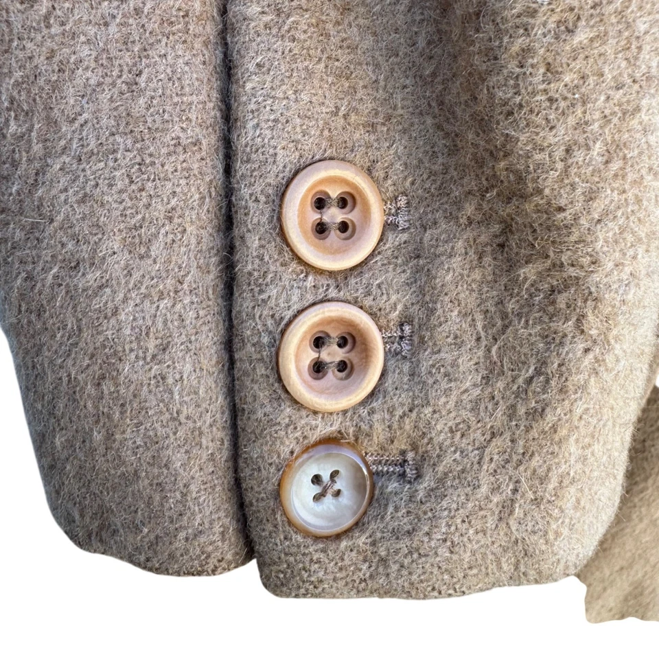 Oscar De La Renta Vintage Womens Camel Hair Notch Lapel Button Front Overcoat 8 - Image 4 of 4