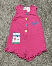 Vintage Pooh Disney Piglet Pink Sleeveless Knit Cotton Romper Button 24 Months