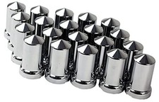 33mm Chrome ABS Plastic Lug Nut Covers Caps with Flange Push on Bullet for 20