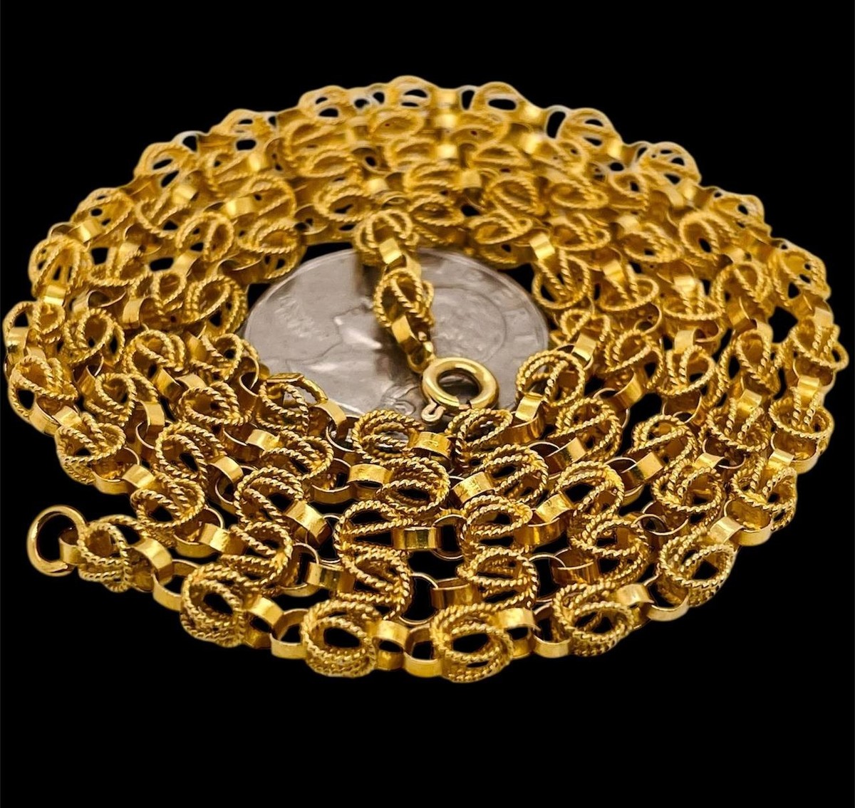 Vintage 18k Yellow Gold Hand-made Link Yazdi Chain Necklace 27 Gr
