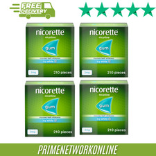 4x Nicorette Gum 2mg Icy White – 210 Pieces Each (Total 840) 100% ORIGINAL ⭐⭐⭐⭐⭐