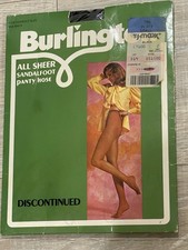 Vintage Burlington ALL Sheer Pantyhose - SANDALFOOT Size SMALL - 786 Black