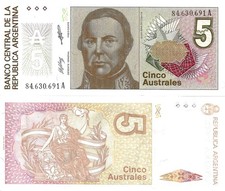 Argentina 5 Australian ND [1989] P-324b letter A UNC
