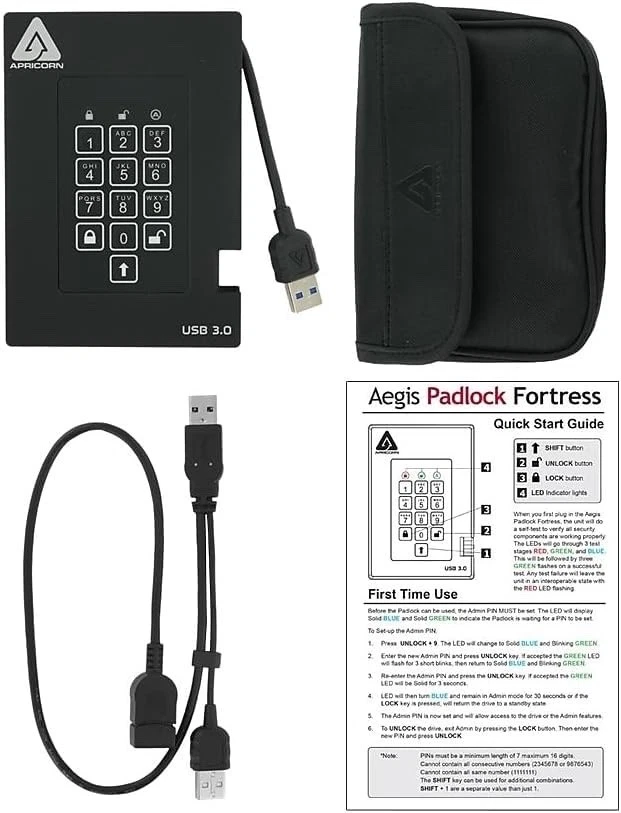 Aegis Fortress 2TB USB 3.0 External Hard Drive, Black New!!! - Image 4 of 4