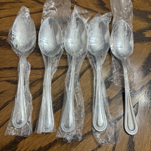 Wallace CONTINENTAL BEAD Glossy 18/10 Stainless Soup Table Spoons Lot Of 5 NEW