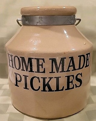 Vintage 1950-1972 Era Pottery England Pickle Jug Home Made Pickles Stoneware.