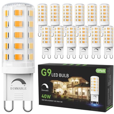12 Pack Dimmable G9 LED Bulb 4W Equivalent 40 Watt, 3000K Soft Warm White, T4...