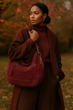 The Sak Sequoia Hobo Shoulder Bag, Rich Burgundy Suede, Slouchy Fall Tonal Boho