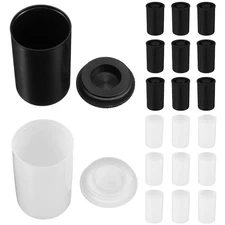 20 Pcs Film Organizer Canisters with Black Lid Case Caps