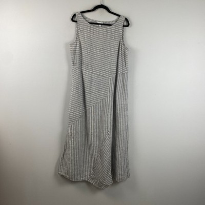 J. Jill Love Linen Striped Sleeveless Midi Tank Dress with Pockets Size  Large | eBay