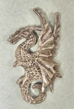 Vintage pewter dragon ornament / pendant / ch...