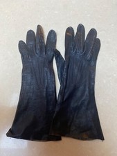 Vintage Kid Leather Caresskin Washable Gloves Navy 6 1/4