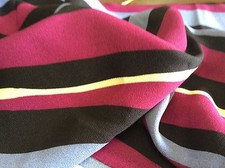BURGUNDY,BLUE,BLACK YELLOW STRIPED POLY BY NEW IMAGE- BY THE YARD