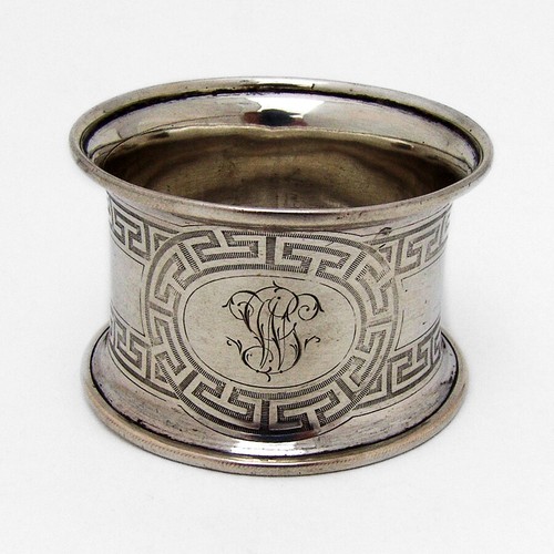 Greek Key Large Napkin Ring Coin Silver Mono eBay
