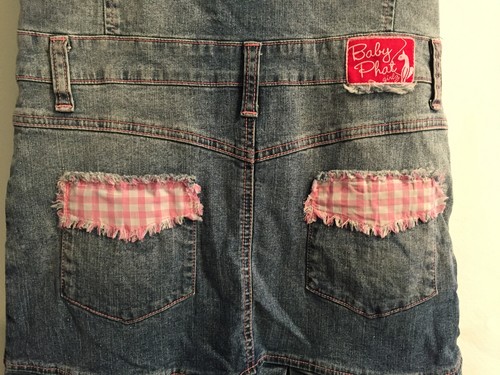 Baby Phat Girlz Denim Rosa Perla Botones a presión Bolsillos Vestido Talla Grande - Imagen 5 de 11