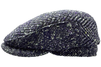 fiebig   WOLLE FLATCAP CAP KAPPE MÜTZE SCHIRMMÜTZE HERRINGBONE BLAU NEU TREND