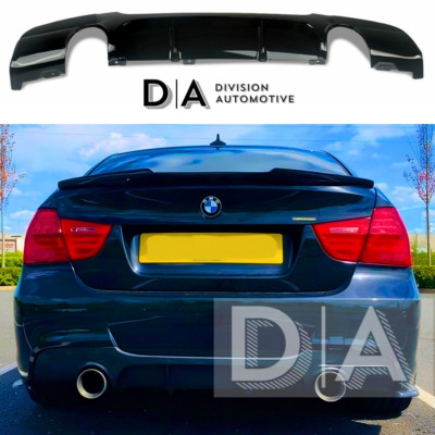 FÜR BMW 3ER E90 E91 M SPORT HECKDIFFUSOR DUAL TWIN AUSPUFF SPITZE GLANZ SCHWARZ