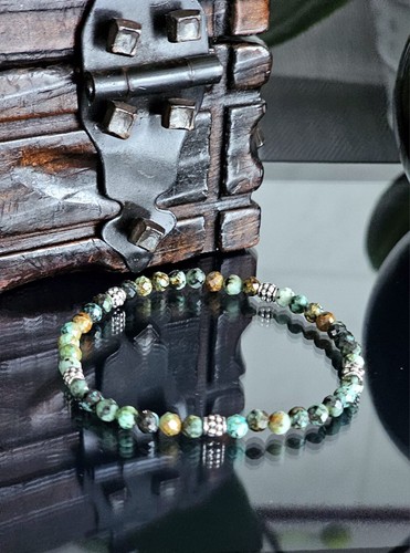 Perlenarmband aus afrikanischen Türkis facettiert Positive Energie Steine 4mm - Bild 2 von 7