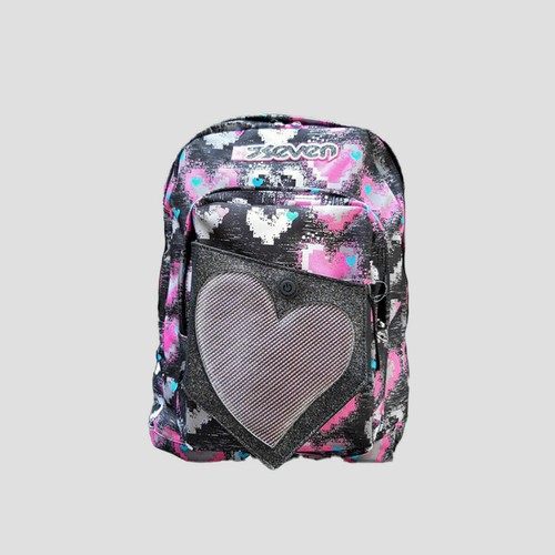 ZAINO SEVEN FREETHINK BRIGHTHEART GIRL nero con cuore 201002077 - Novità  scuola | eBay