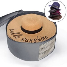 Extra Large Round Hat Storage Box for Women & Men Pop Up Felt Hat Box Organizer