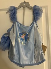 Disney Store Cinderella Deluxe 2 Piece Girl's Swimsuit Bathing Suit Princess