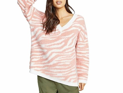 Reason Sweater Size M Pink White M0222 
