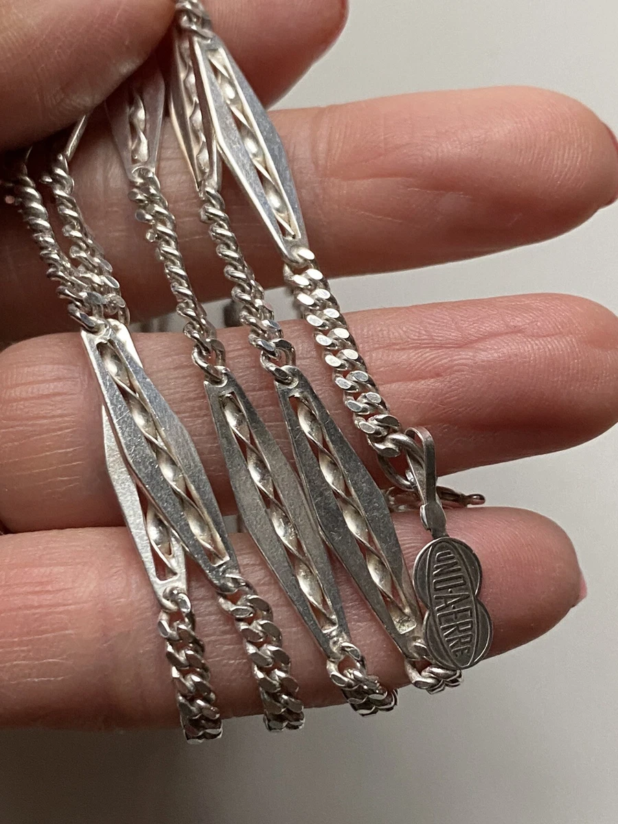Vintage Sterling Silver Necklace Unaerre 925 Silver Loaf Necklace 92cm
