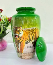 Beautiful Cremation Urn Walking Lion Print Urns Handcrafted Memorial Urns
