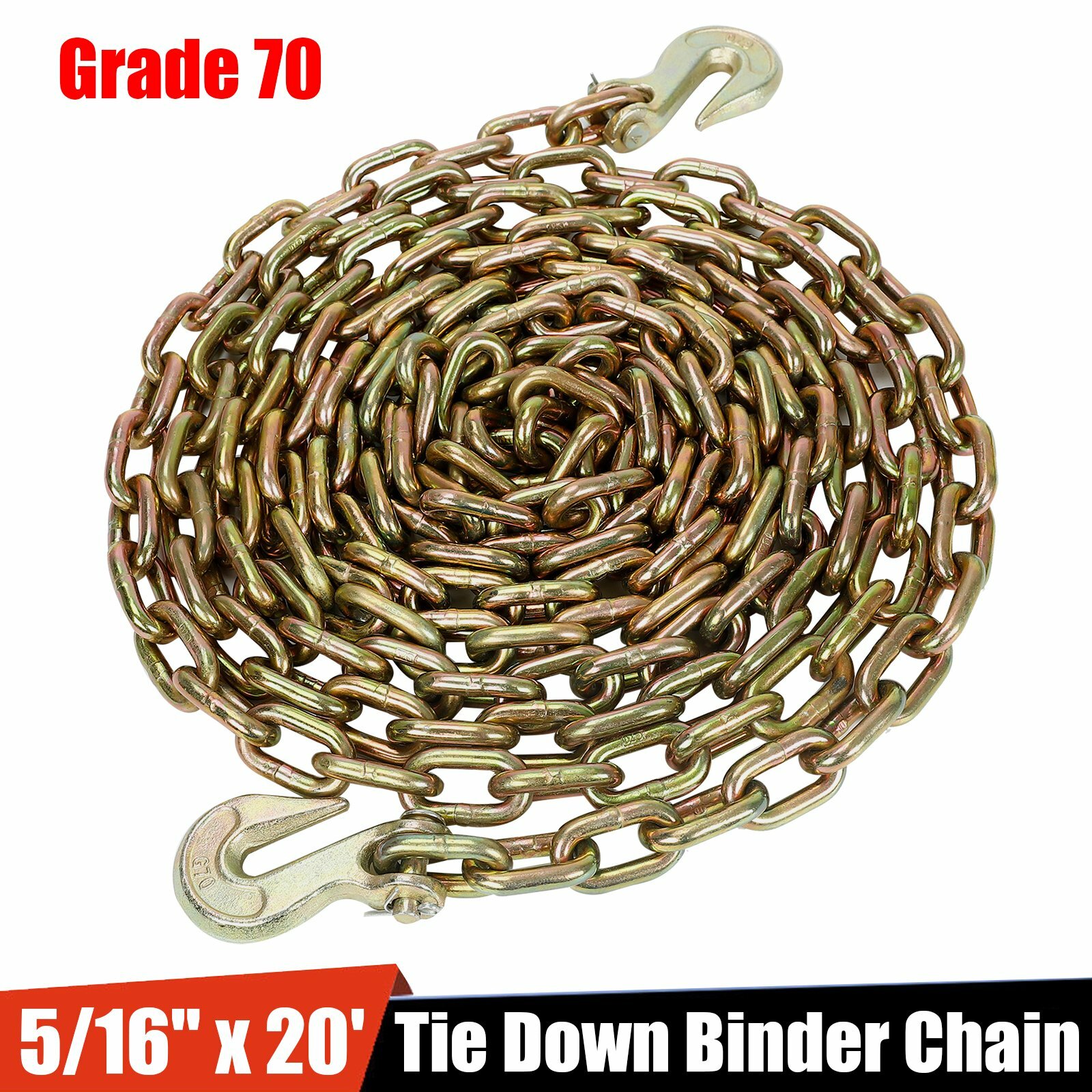 5/16" x 20' G70 Tow Chain Truck Trailer Transport Tie Down Chain F