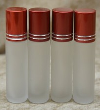 Roll-on Frosted Empty Glass Bottles 0.33 oz 1/3 oz 10 ml Red Top 4 PCS