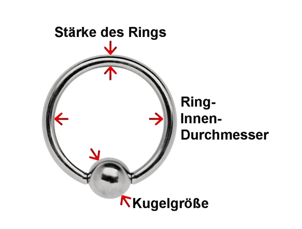 Intim Brust Ohr Piercing Schmuck Ring BCR schwarz 1,2mm mit 5mm Zirkonia Kugel - Bild 2 von 2