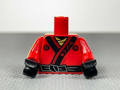 LEGO Red Minifigure Torso Ninja Robe Ninjago Fire Logo Gold Emblem Sash Kai