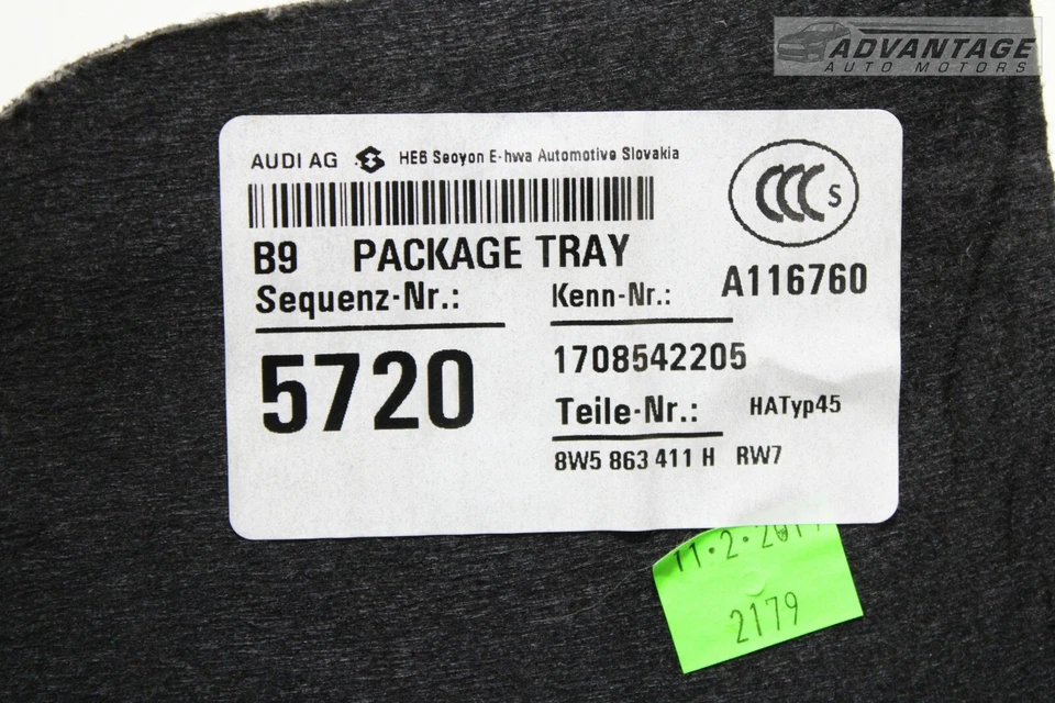 2017 AUDI A4 QUATTRO REAR TRUNK DECK SHELF PANEL SPEAKER TRAY COVER TRIM OEM - Image 4 of 4