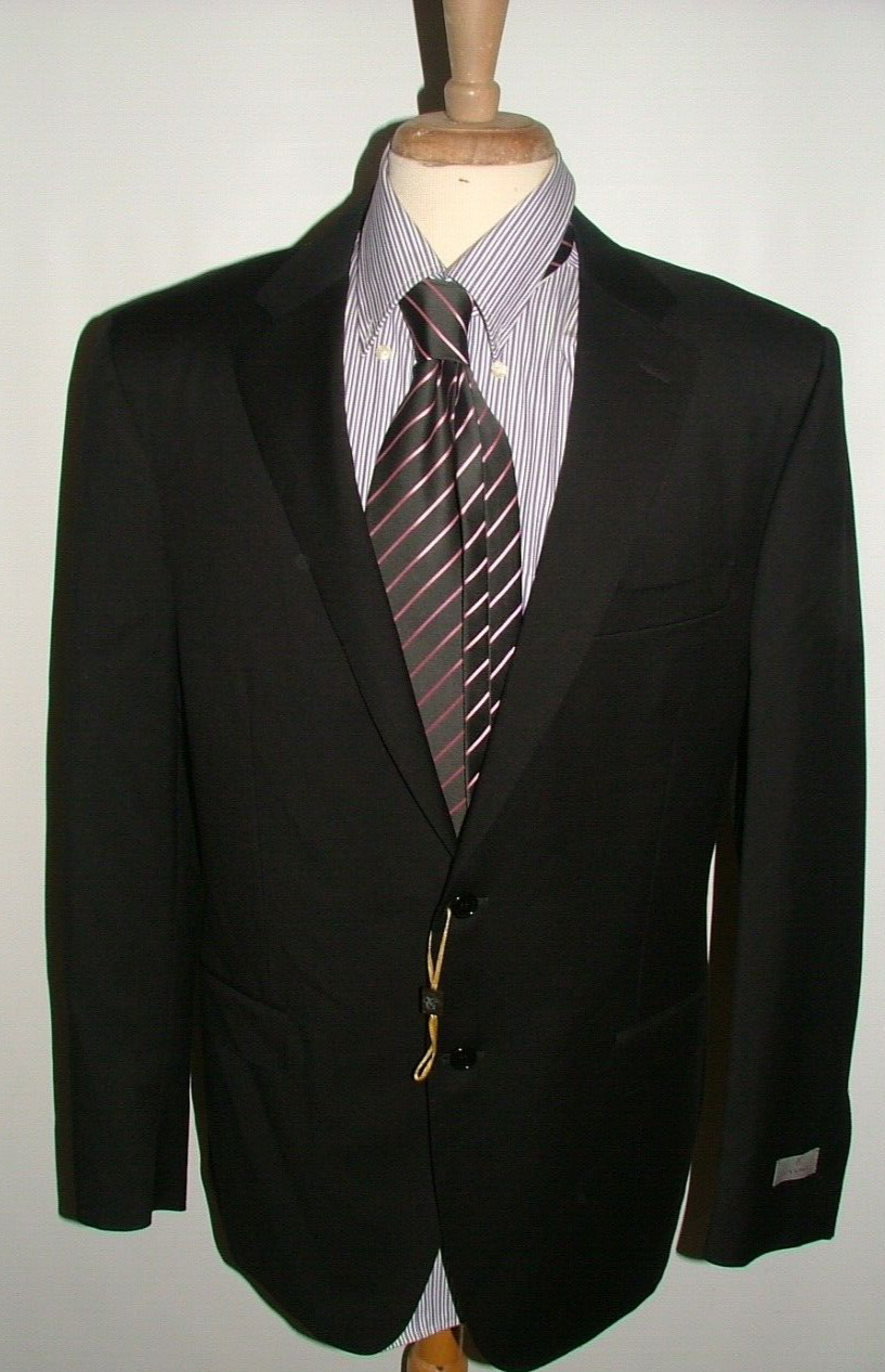 NEW WT CANALI BLAZER SIZE 44 L 54 100percent WOOL MADE IN ITALY BLACK SOLID #460