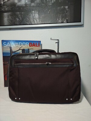 Piquadro Brown Ballistic Nylon & Leather Expandable Briefcase