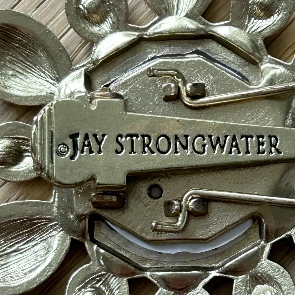 Jay Strongwater Neiman Marcus Brooch Mini Frame 2 In 1 Green Enamel Rhinestone - Image 4 of 4