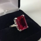 Emerald Cut Ruby  Ring, 925 Silver Big Gemstone Ring, Handmade Engagement Ring