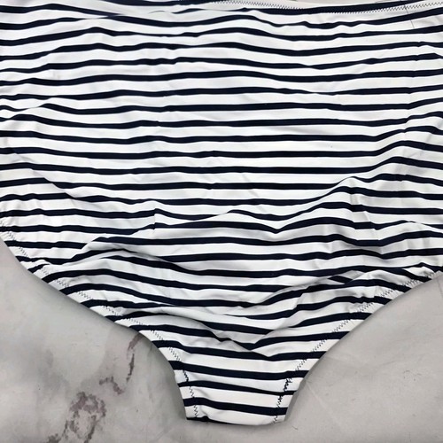 J Crew One Piece 24 3X Blue Striped Square Neck Cut Out Bikini Swim Suit - Picture 6 of 11
