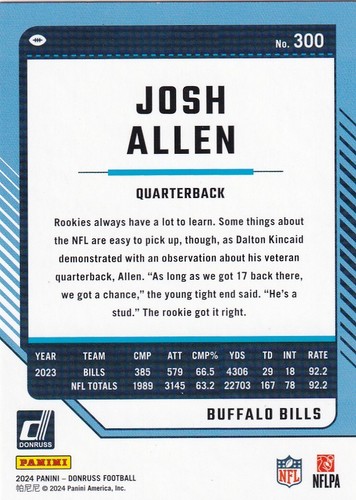 2024 Panini Donruss - Josh Allen #300 - Bild 2 von 2
