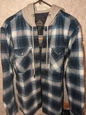 TacVasen Men's Hooded Thick Flannel Shirt Jacket Quilted Lined Long Sleeve New