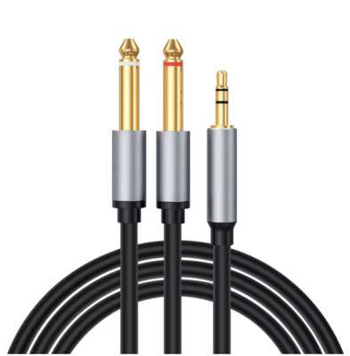 AUX Kabel 3.5mm zu 2x 6.35mm Klinke Stecker Klinkenkabel Mixer Stereo Audiokabel