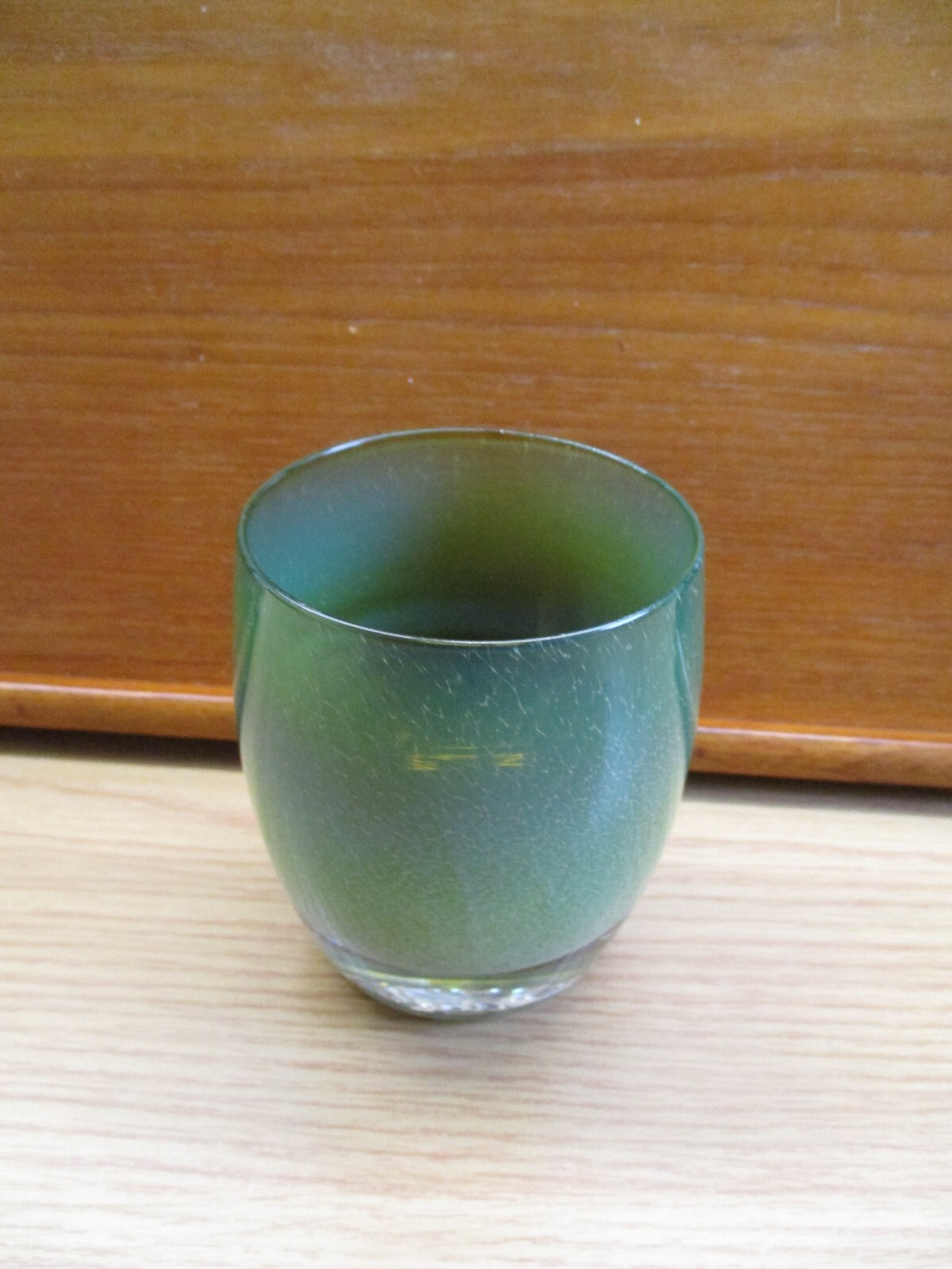 Glassybaby Tealight Candle Holder Hudson Green Brown Votive Pre-Triskelion