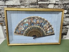 Vintage Hand Fan 1000 People Hand Painted Framed Beautiful Piece..